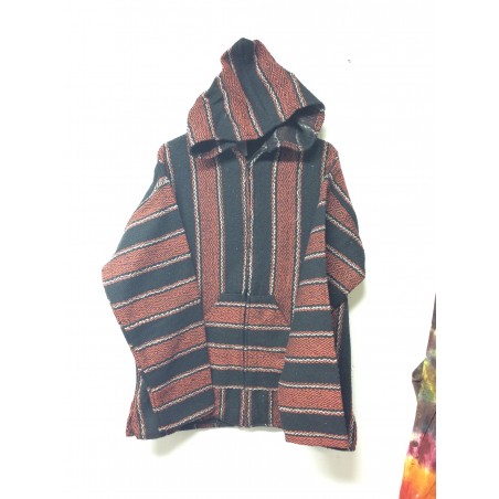 Molina Baja Zip Up Hoodie L N94697RBWS Rust and Black with White Stripes