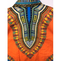 Karan African Print Button Up Shirt XL N109707OGS Orange / Green Style 586