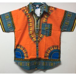 Karan African Print Button Up Shirt XL N109707OGS Orange / Green Style 586