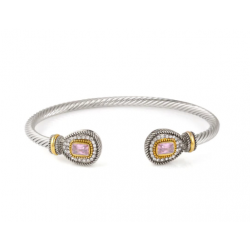 TWO TONE LIGHT ROSE CRYSTAL LADIES CLASSIC CABLE BRACELET ITEM NO. 73024BR-001 LIGHT ROSE BY URBANTRADERS