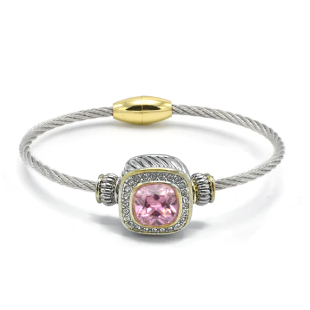 TWO TONE ROSE CRYSTAL CLASSIC CABLE BRACELET ITEM NO. 93099BR-ROSE-001