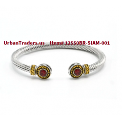 LADIES TWO TONE SIAM RED ANTIQUE RED CRYSTAL CABLE BRACELET ITEM NO. 12550BR-SIAM-001 BY URBANTRADERS