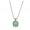 LADIES TWO-TONE TURQUOISE SQUARE PENDANT BOX CHAIN NECKLACE ITEM NO. 73014EH-TRQ-001 BY URBANTRADERS