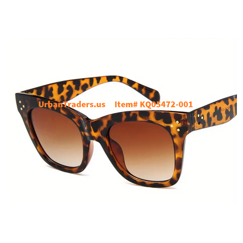 Ladies Large Frame Leopard Sunglasses Oversized UV Item No. KQ05472-001 By UrbanTraders.us