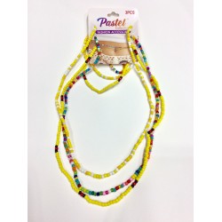 3PC Yellow Waist Bead Multi-Colored Set Item 3PYB-001