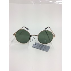 Round Unisex Green Lens on Gold Frame Sunglasses Item RGGF-001