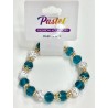 Ladies Turquoise Crystal and White Beaded Adjustable Bracelet Item No TCWB-001