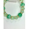 Jade and White Crystal Beaded Adjustable Bracelet