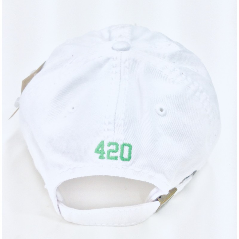 White Vintage Aged Look 420 Baseball Cap Item WVAC-001