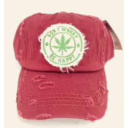Red 420 Don’t Worry Be Happy Baseball Cap Item RDBC-001