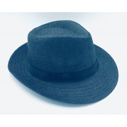 Black Fedora Straw Linen...