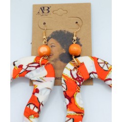 Ladies Heart Orange Bohemian Print Earrings Item HOBE-001