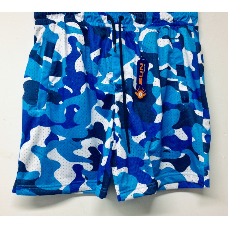 Men’s Blue & White Abstract Print Swimming Beach Boogie Board Shorts Item MBWS-001