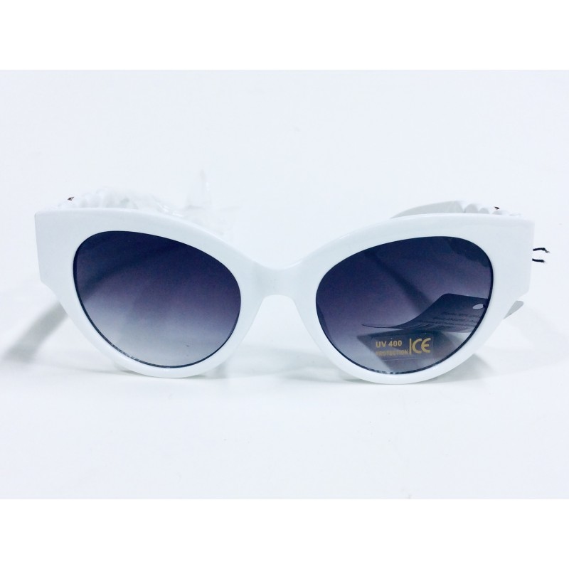 Ladies White Cat Eye Medium Sun Glasses Item LCES-001