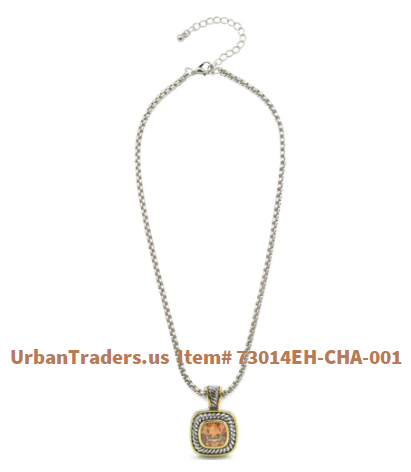 Ladies Champagne Box Pendant Chain Necklace by UrbanTraders.us