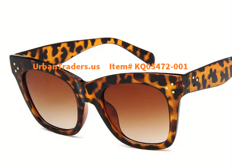 Ladies Large Frame Sunglasses Leopard Print Design